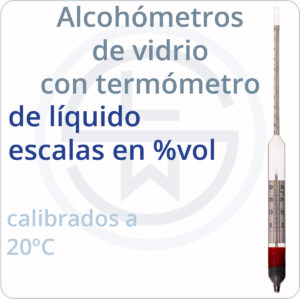 alcohómetros de vidrio con termómetro de líquido