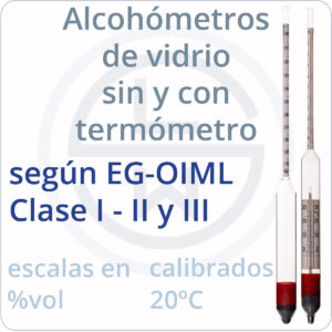 alcohómetros de vidrio según normas EG-OIML