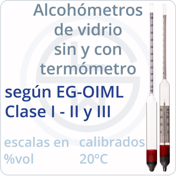 alcohómetros de vidrio según normas EG-OIML