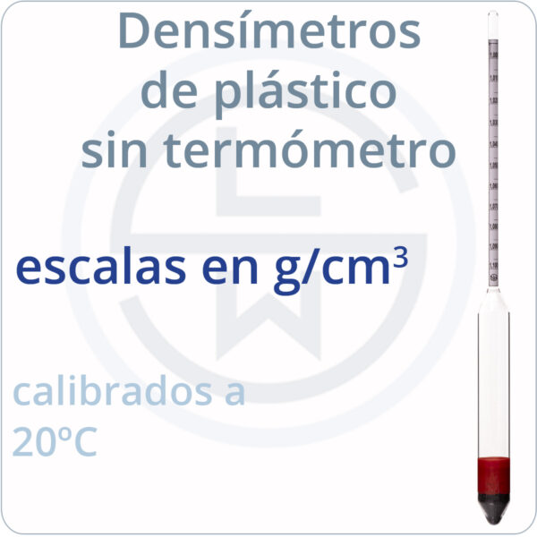 densímetros de plástico sin termómetros - g/cm3