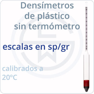 densímetro de plástico sin termómetro - sp/gr