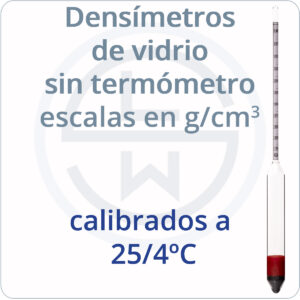 densímetros g/cm3 calibrados a 25/4ºC