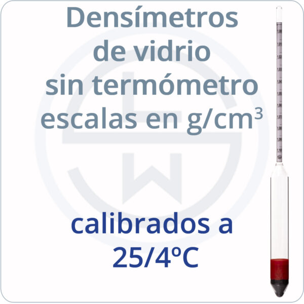 densímetros g/cm3 calibrados a 25/4ºC
