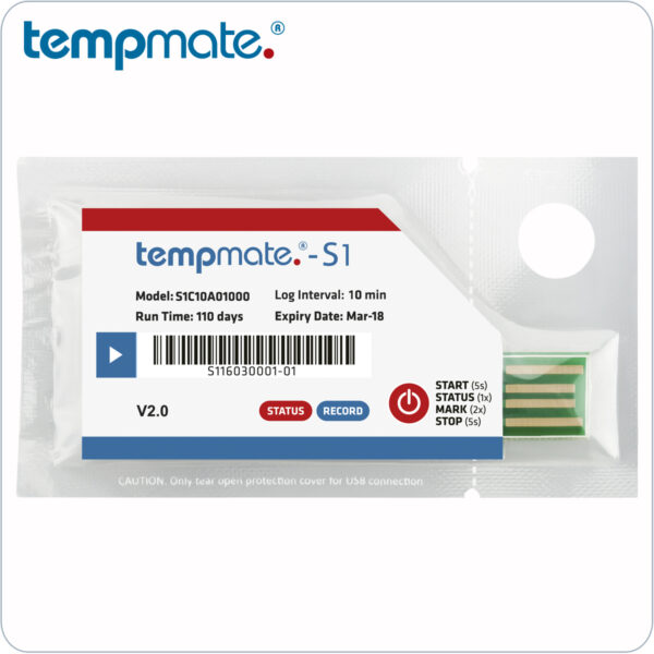 Data Logger de un solo uso S1V2 de TempMate: Monitorización precisa y fiable de la temperatura