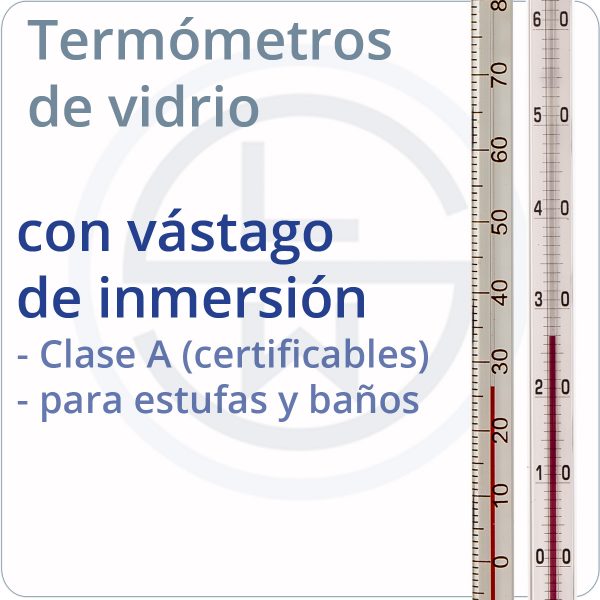 termómetros de vidrio con vástago de inmersión