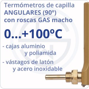 termómetros de capilla angulares conexión gas - rango 0+100 - Berman
