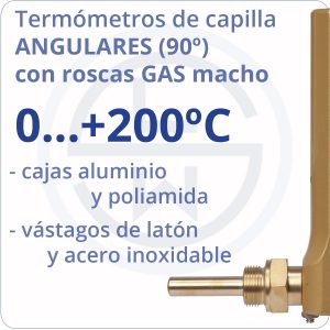 termómetros de capilla angulares conexión gas - rango 0+200 - Berman