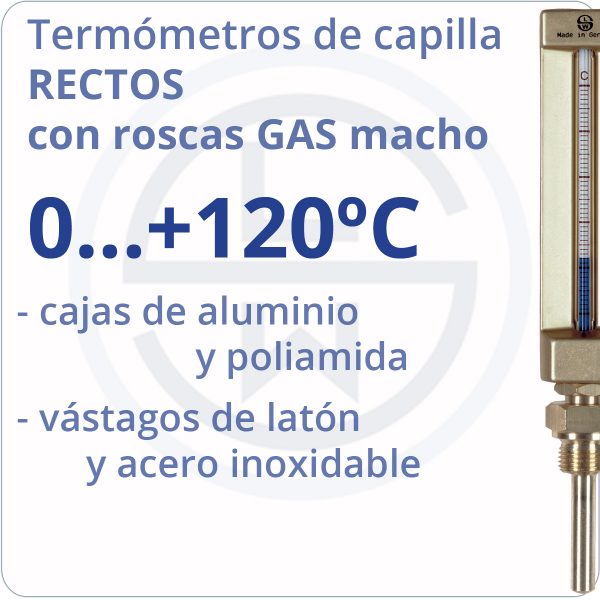 termómetros de capilla rectos conexión gas - rango 0+120 - Berman