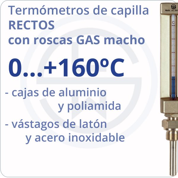 termómetros de capilla rectos conexión gas - rango 0+160 - Berman