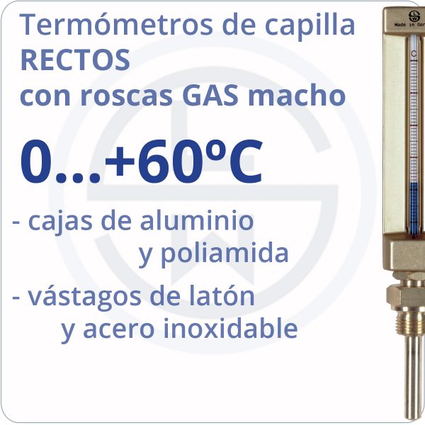 termómetros de capilla rectos conexión gas - rango 0+60 - Berman