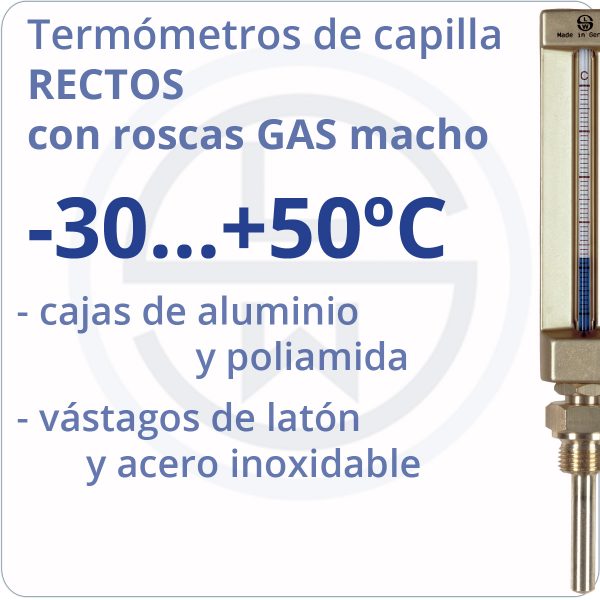 termómetros de capilla rectos conexión gas - rango -30 +50 - Berman