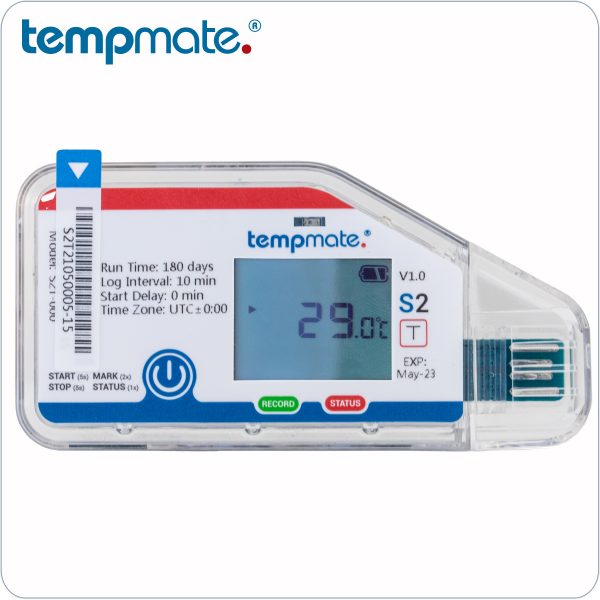 Data Logger de un solo uso S2 de Temperatura de TempMate: Monitorización precisa y fiable de la temperatura